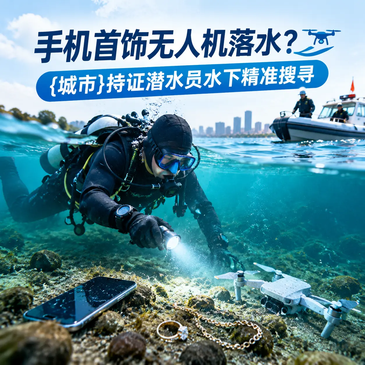 手机首饰无人机落水？浪卡子持证潜水员水下精准搜寻